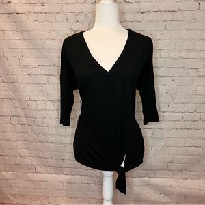 Express Black V-Neck Tie Front Top